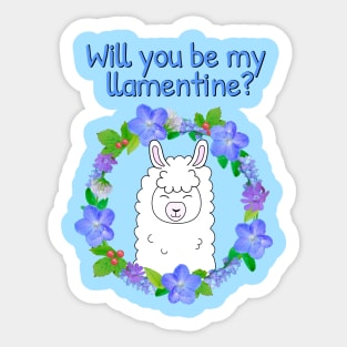 Will you be my llamentine? Cute llama valentines day Sticker